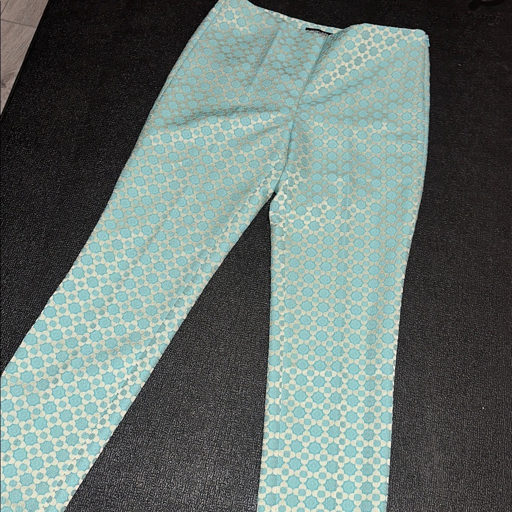 NWT Nordstrom Paperwhite Blue and Cream Textured Pants size 8 - Picture 2 of 9